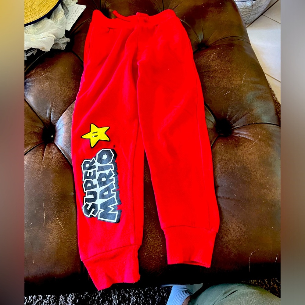 Boys super Mario brother pants ! Small kids red.
